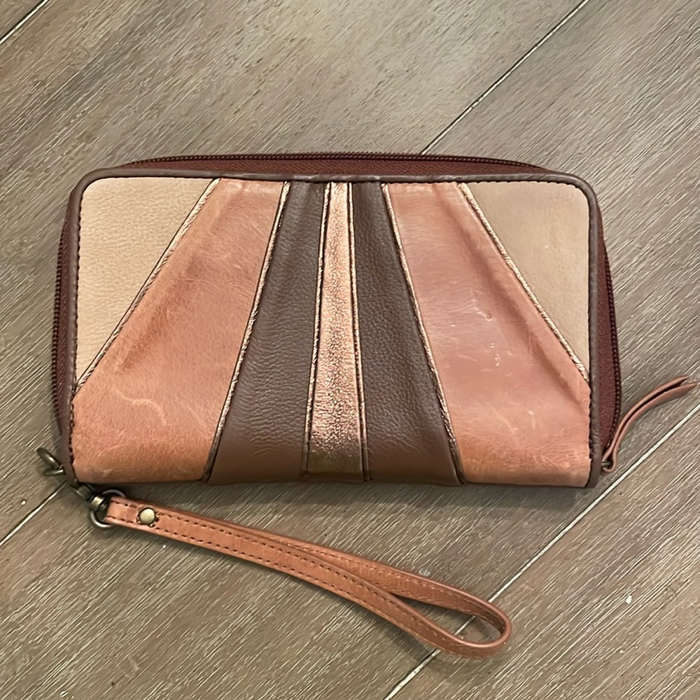 The Sak brown striped leather wallet